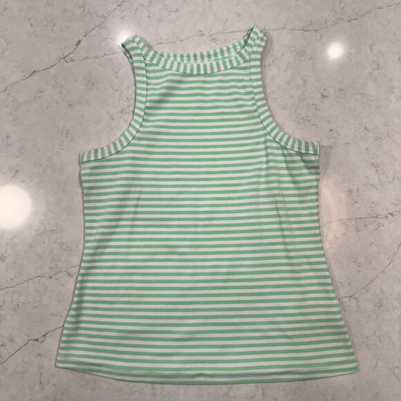 Maeve Cotton Tank Top Green & White Striped Women's XL French Coastal Spring - Picture 8 of 12